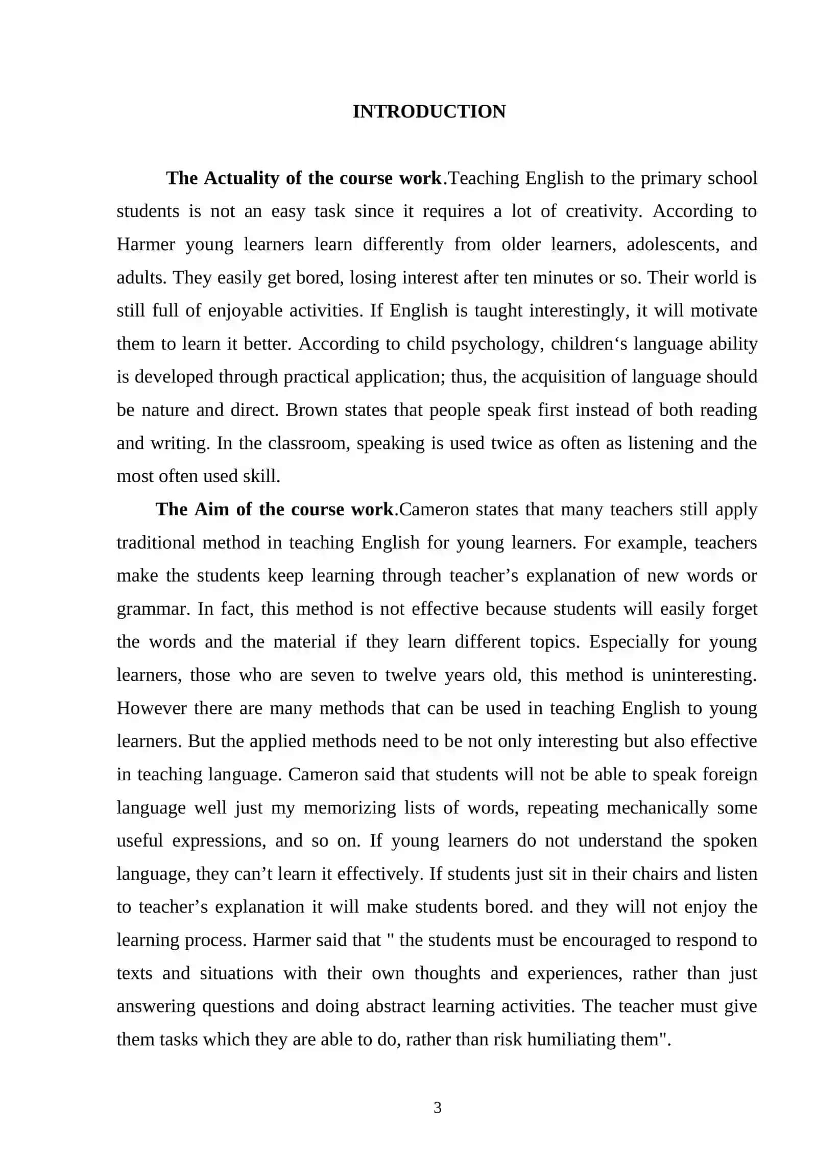 Course Work: The Total Physical Response in Teaching Foreign Language in Primary Classes 3