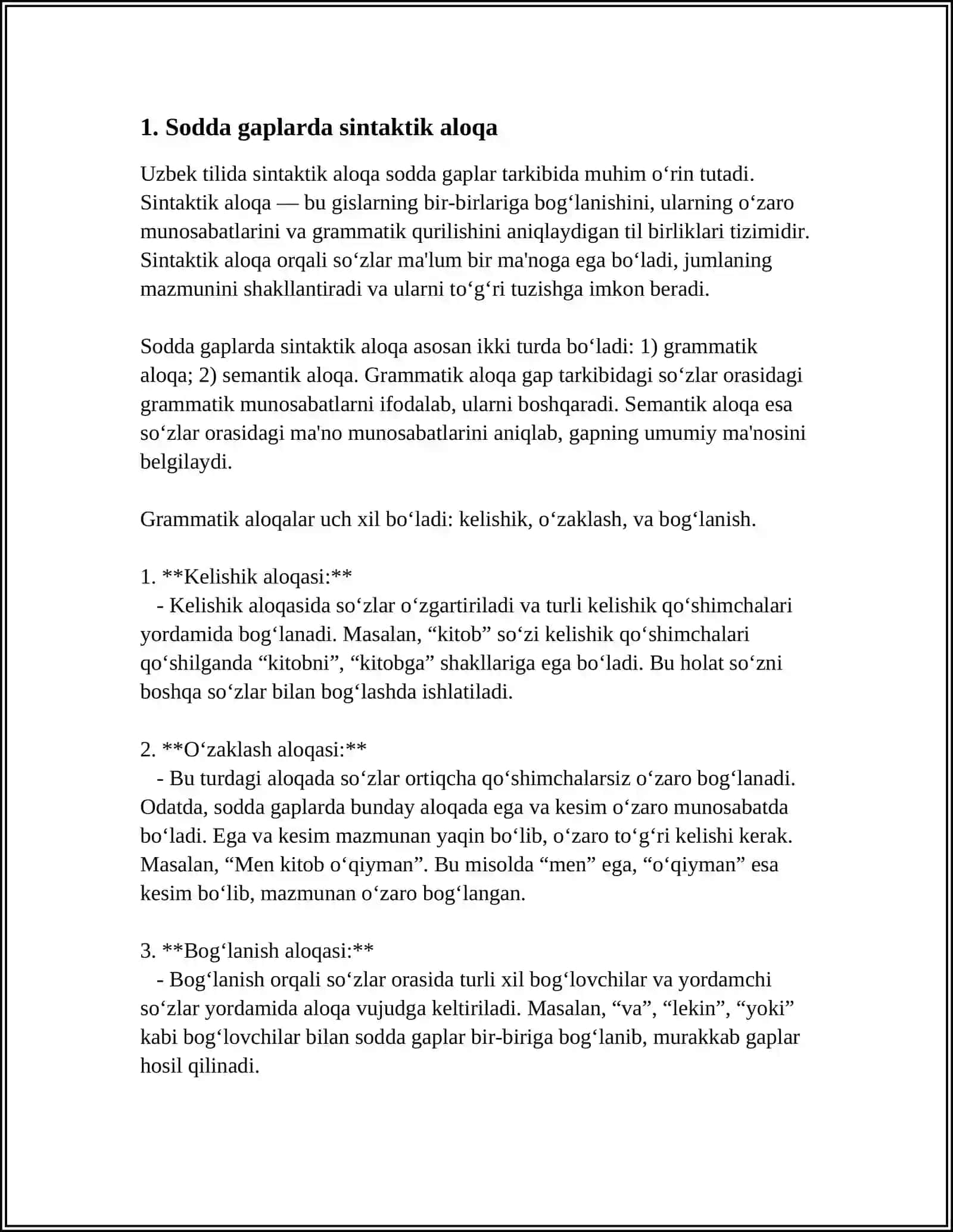 O‘ZBEK TILIDA SINTAKTIK ALOQA TURLARI 3