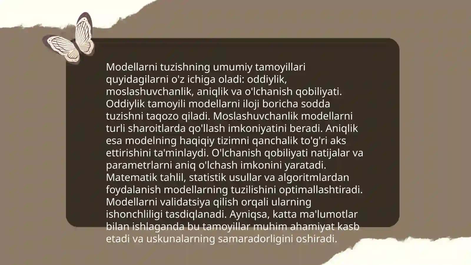 Modellarni tuzishning asosiy xossalari 3