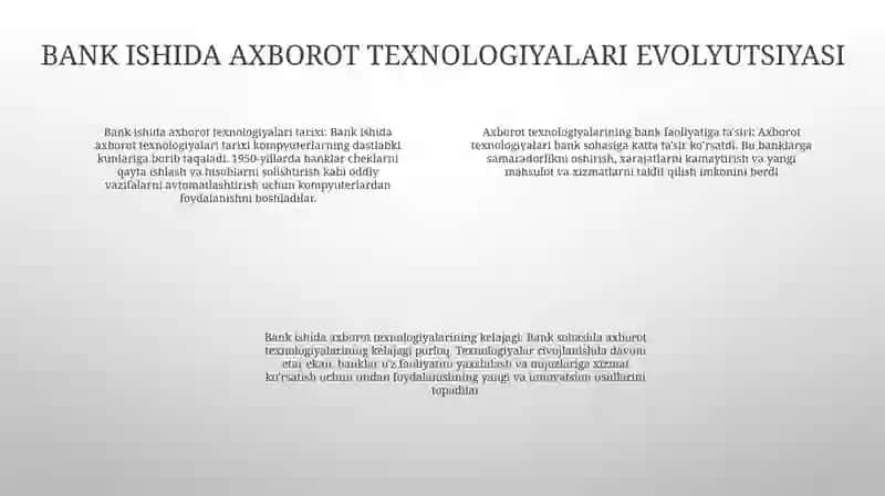 Axborot Texnologiyalarining Bank Sohasida QoʻLlanilishi 3