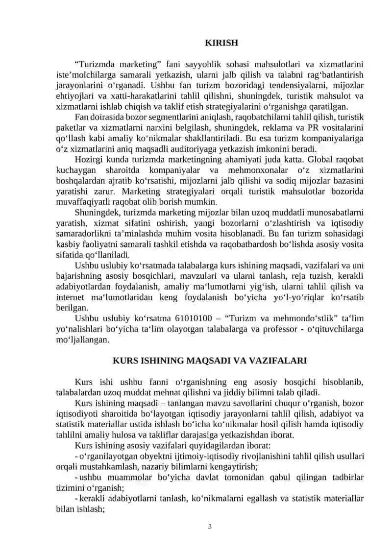 KURS ISHI "TURIZMDA MARKETING" 3