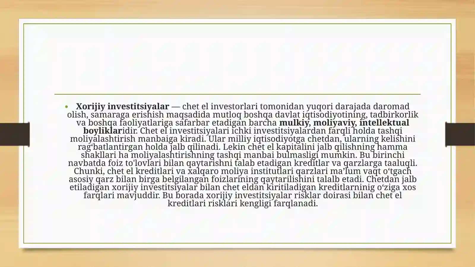 Xorijiy investitsiyalar 3