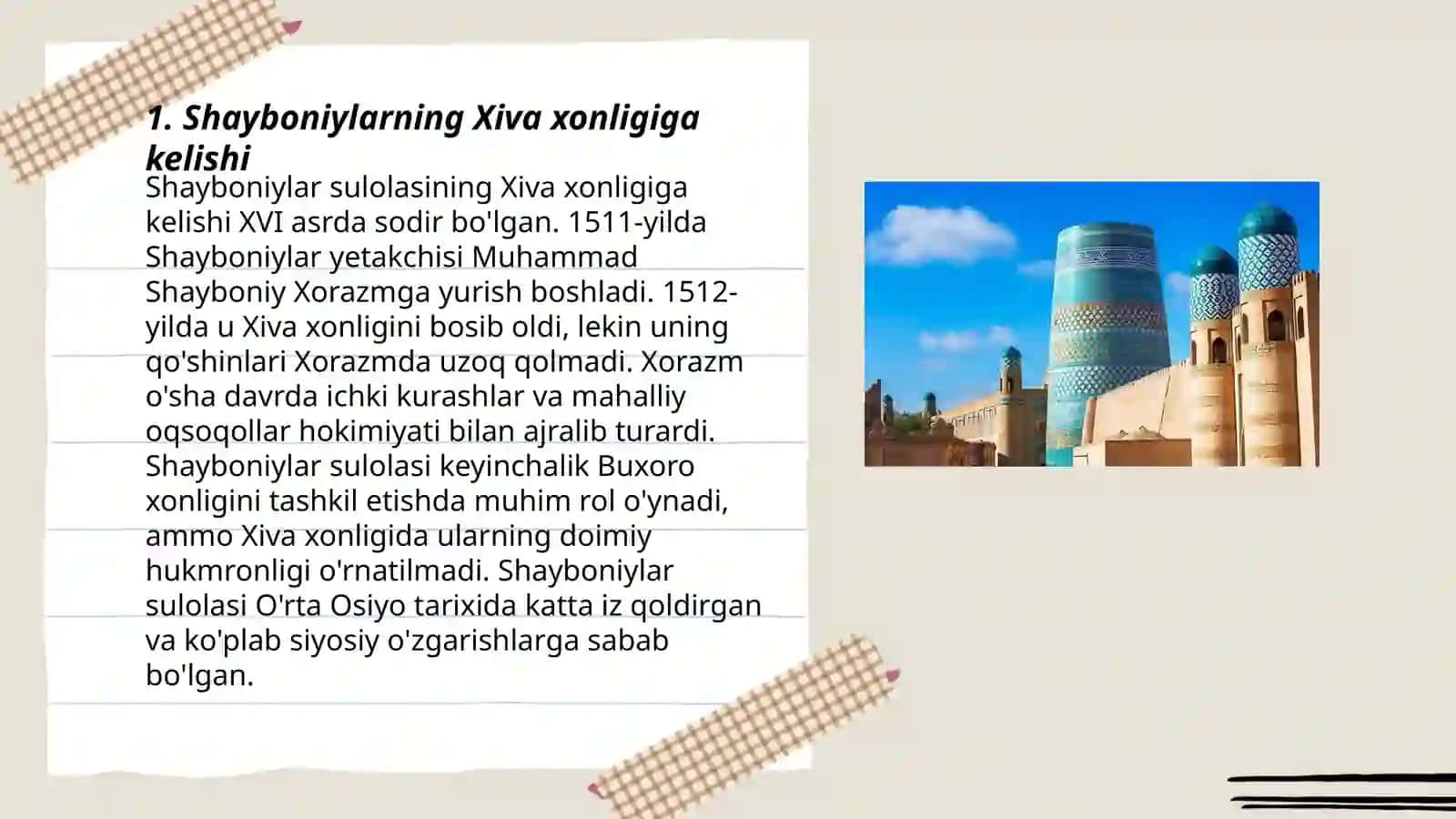 Shayboniylarning Xiva xonligiga kelishi 3