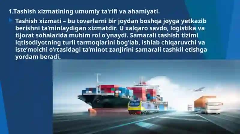 Tashish Xizmatini Ko‘rsatish Jarayonlarini Boshqarish Modellari 3