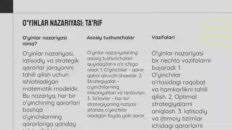 O'yinlar nazariyasining asosiy tushunchalari 3