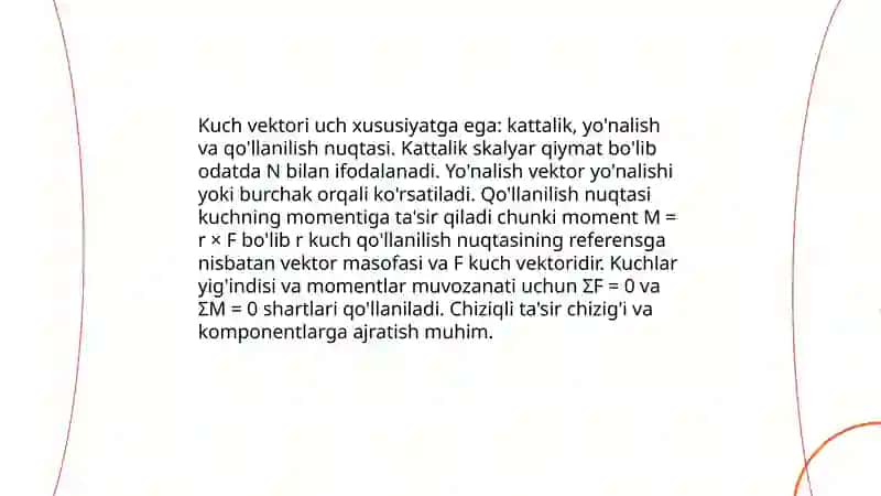 Kuchlarning muvozanati va kuch momenti 3