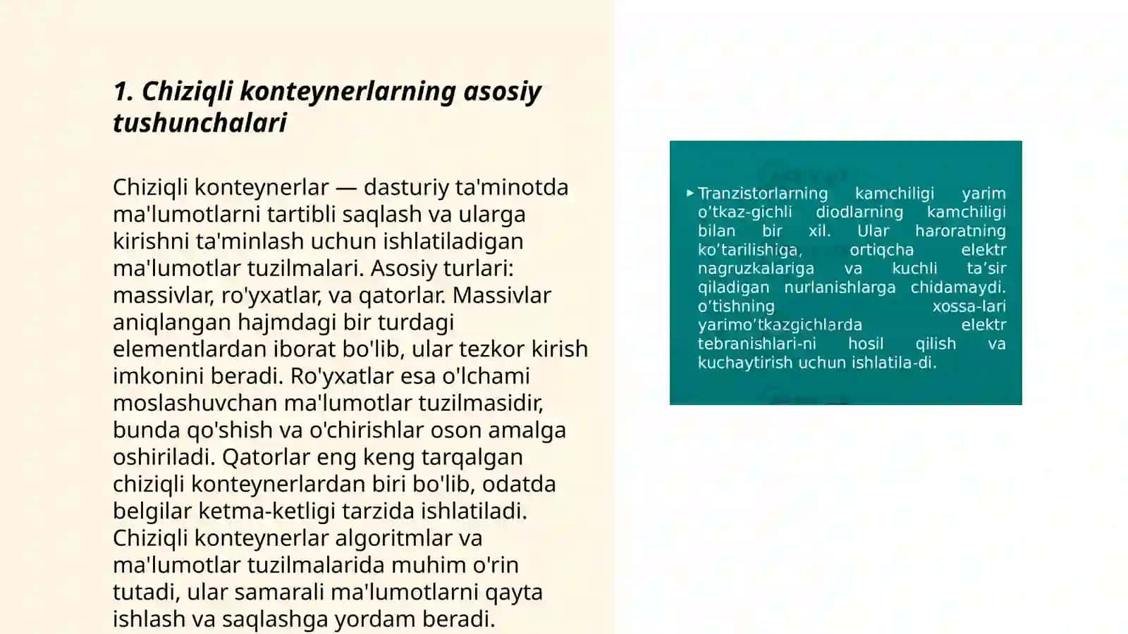 Chiziqli konteynerlar va ularni qoʻllash 3