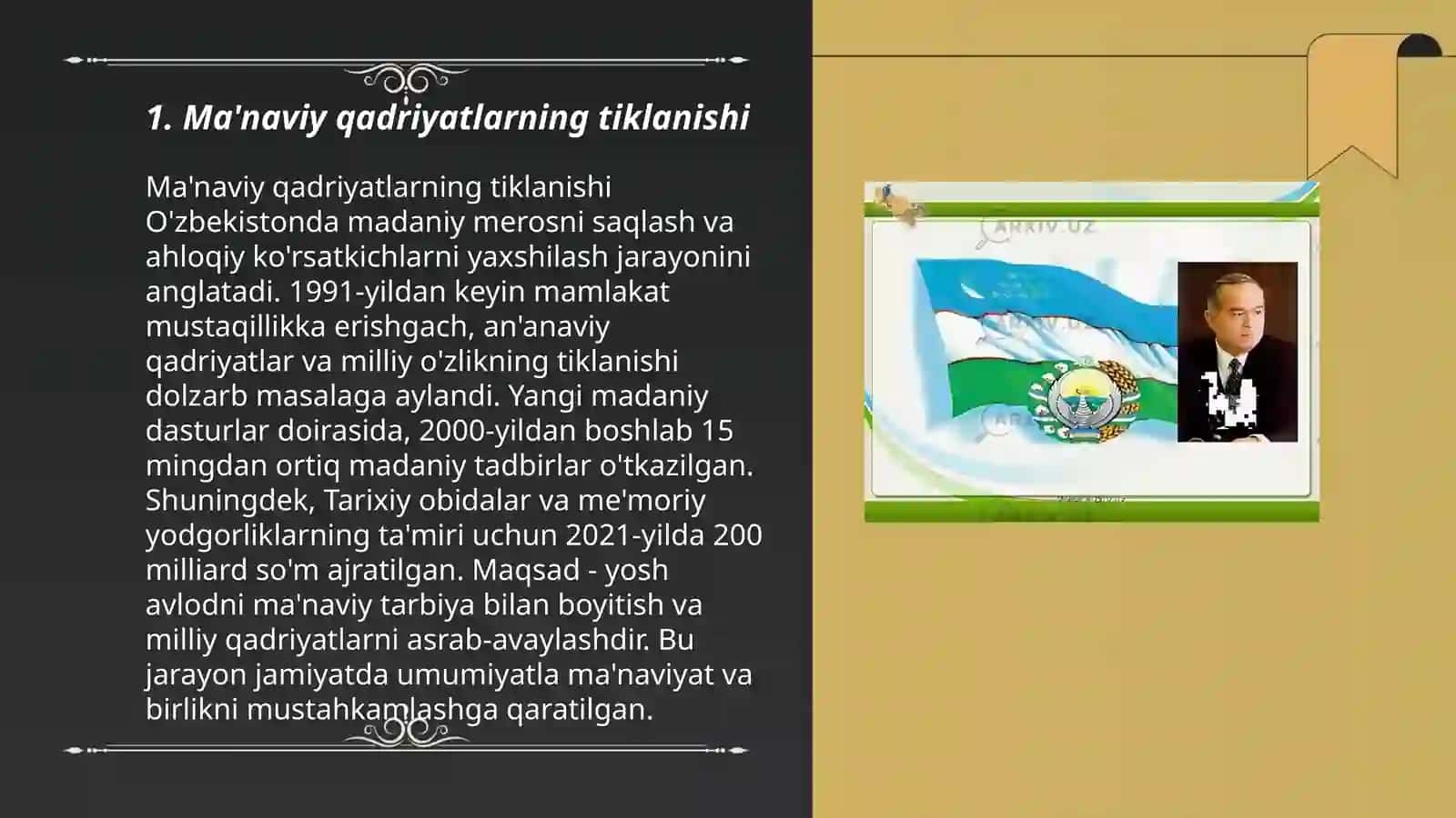 Ma'naviy qadriyatlarning tiklanishi 3