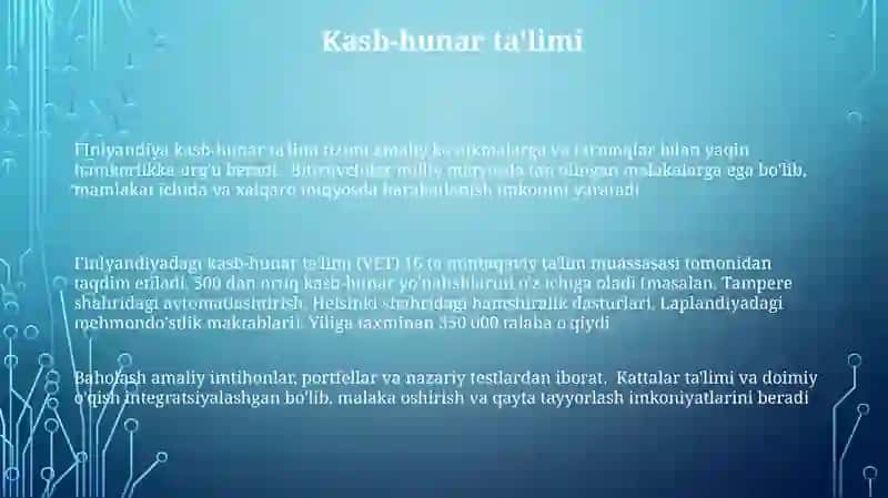 Finlyandiya kasb-hunar ta'limi tizimi 3