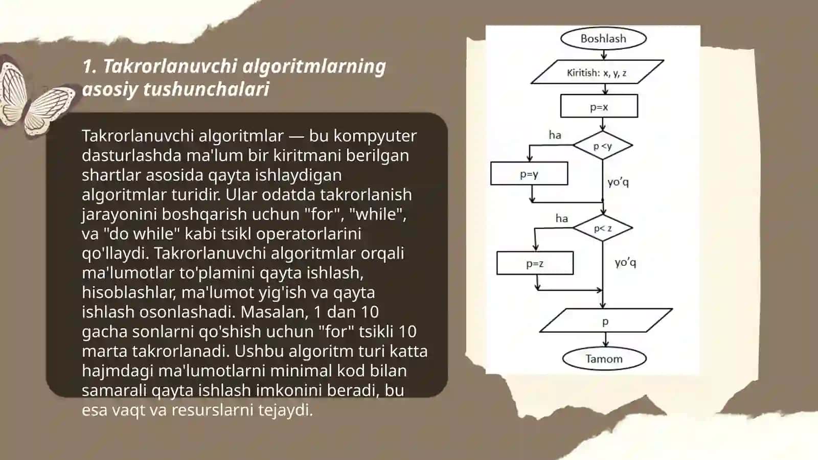 Takrorlanuvchi algoritmlar va ularni tasvirlash usullari 3