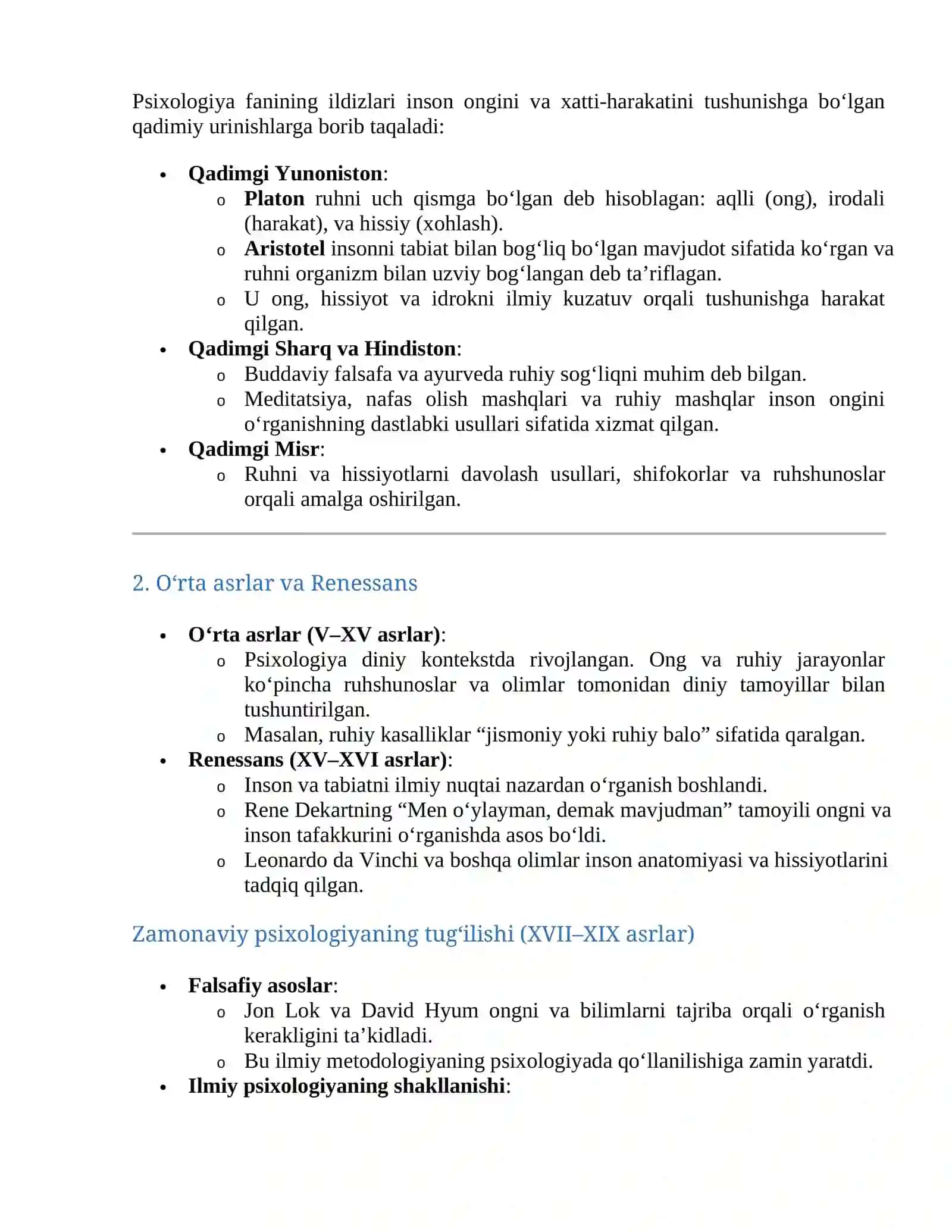 Psixologiya va psixolog kasbining shakllanish tarixi 3