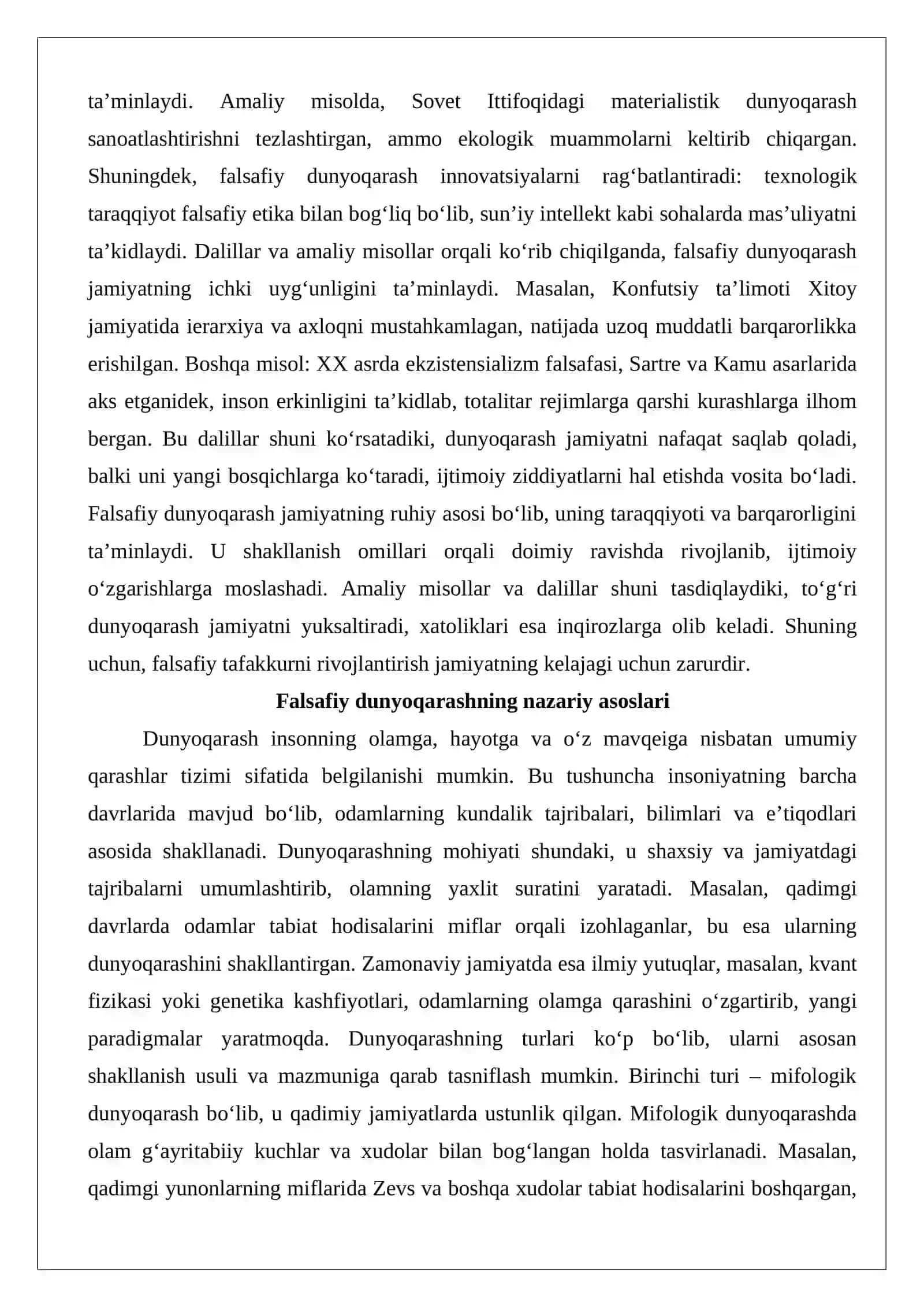 Falsafiy dunyoqarashning jamiyatdagi o‘rni 3