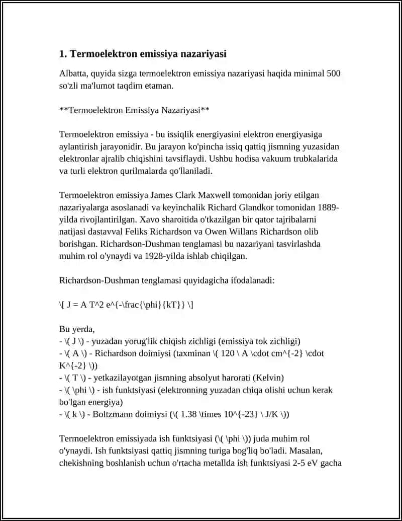 Termoelektron Emissiyasi 3