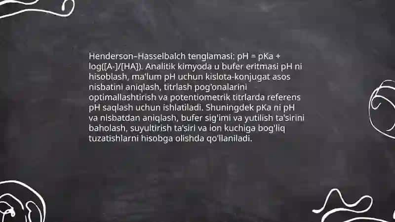 Analitik kimyoda bufer tenglamalar 3