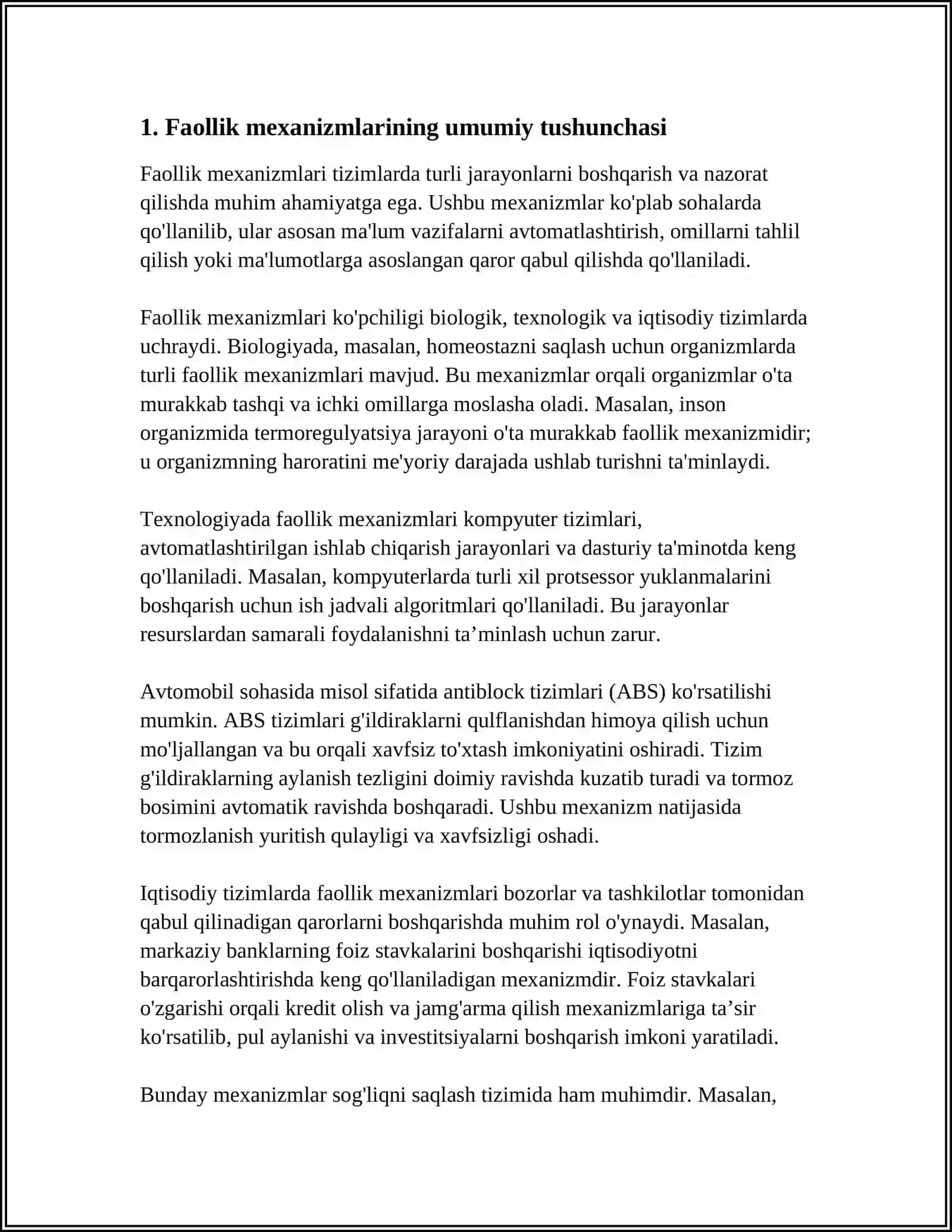 FAOLLIK MEXANIZMLARI TASNIFI 3