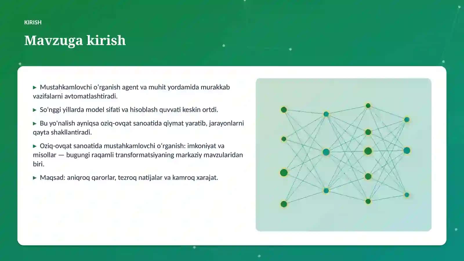 Oziq-ovqat sanoatida mustahkamlovchi oʻrganish 3