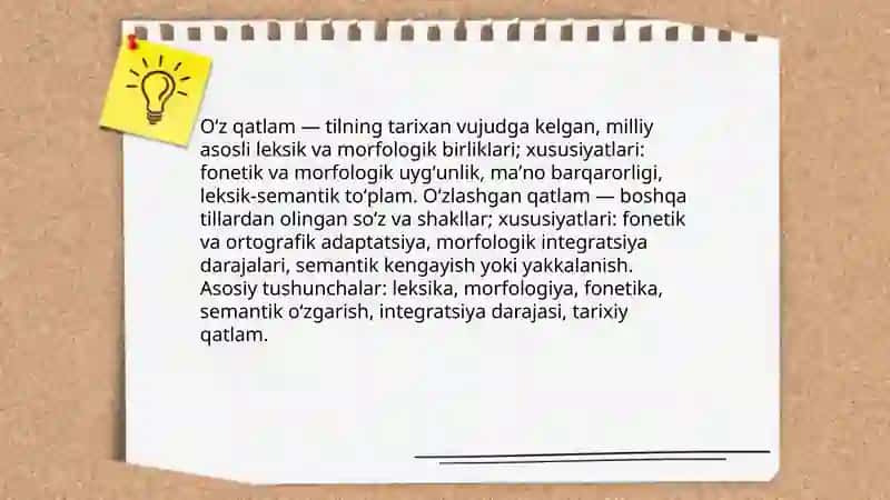 Oʻz qatlam va o'zlashgan qatlam 3