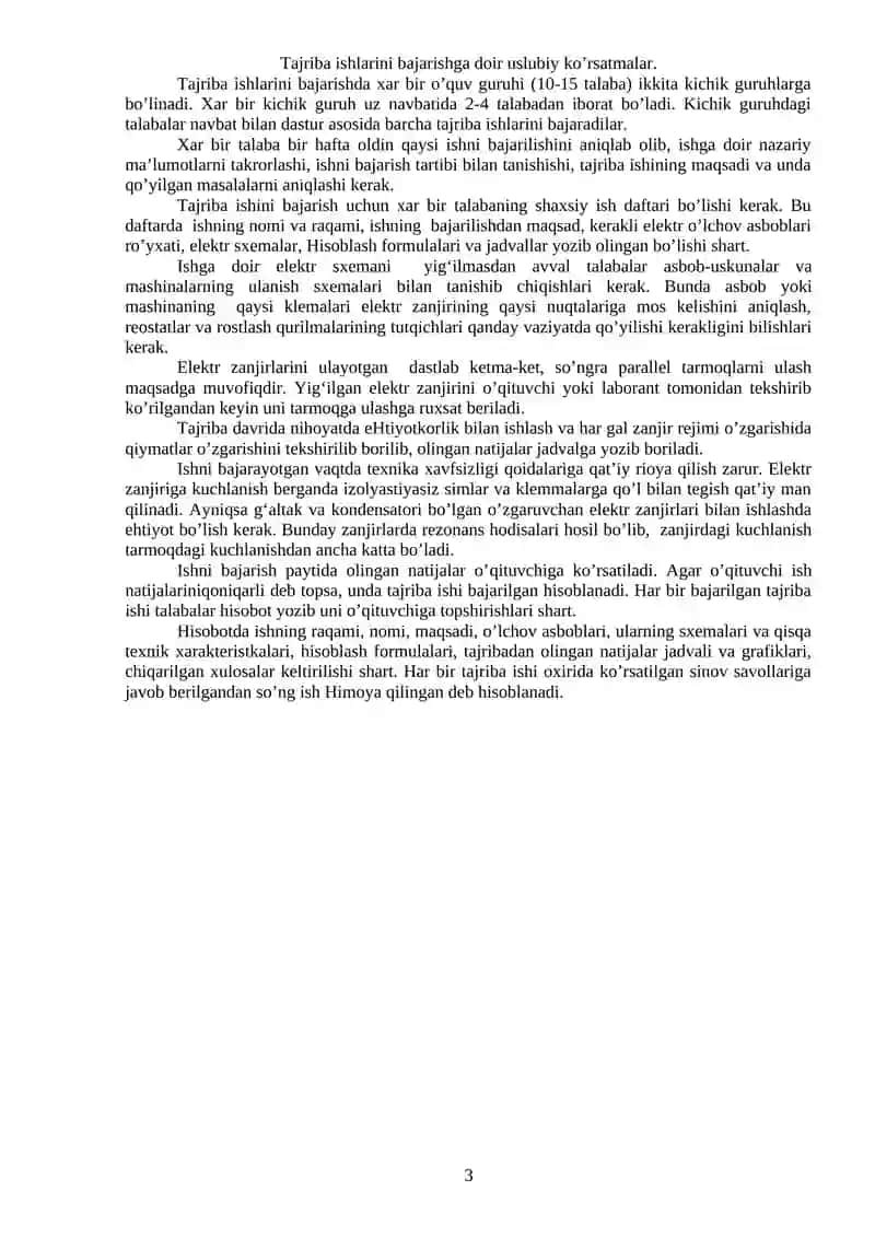 Elektrotexnika va Elektronika Fanidagi Tajriba ishlarini bajarish 3