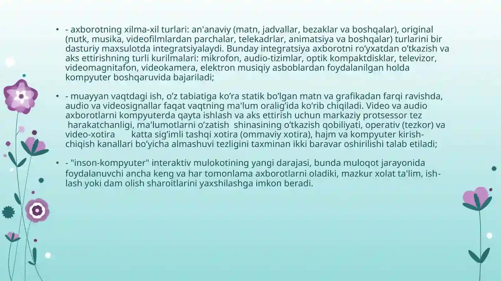 Multimediya tizimi tarkibiga kiruvchi dasturiy vositalar 3