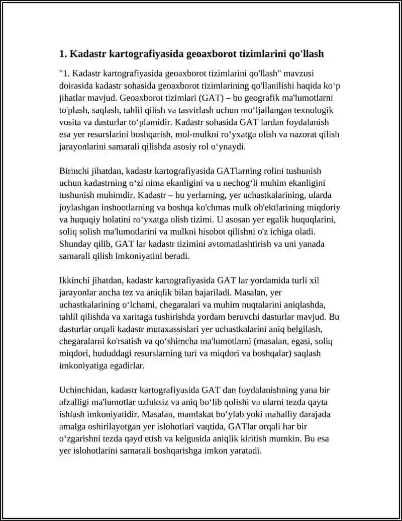 Kadastr sohasida geoaxborotning qo'llash 3