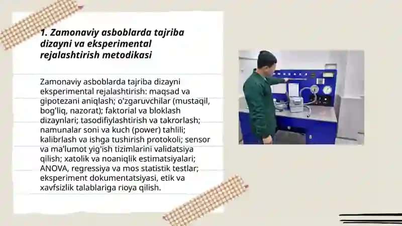 Zamonaviy asboblarda tajribalar òtkazish metodikasi òrganish 3