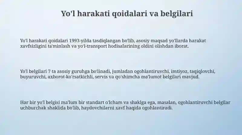 Yo'l harakati qoidalari va belgilari 3