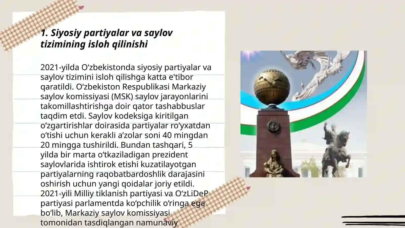 Siyosiy partiyalar va saylov tizimining isloh qilinishi 3