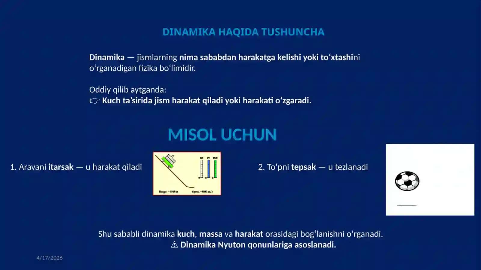 Dinamika: massa, zichlik va Nyutonning 1, 2, 3-qonunlari (13 slaydli taqdimot) 3