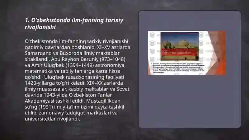 Oʻzbekistonda ilm-fanning rivojlanishi 3