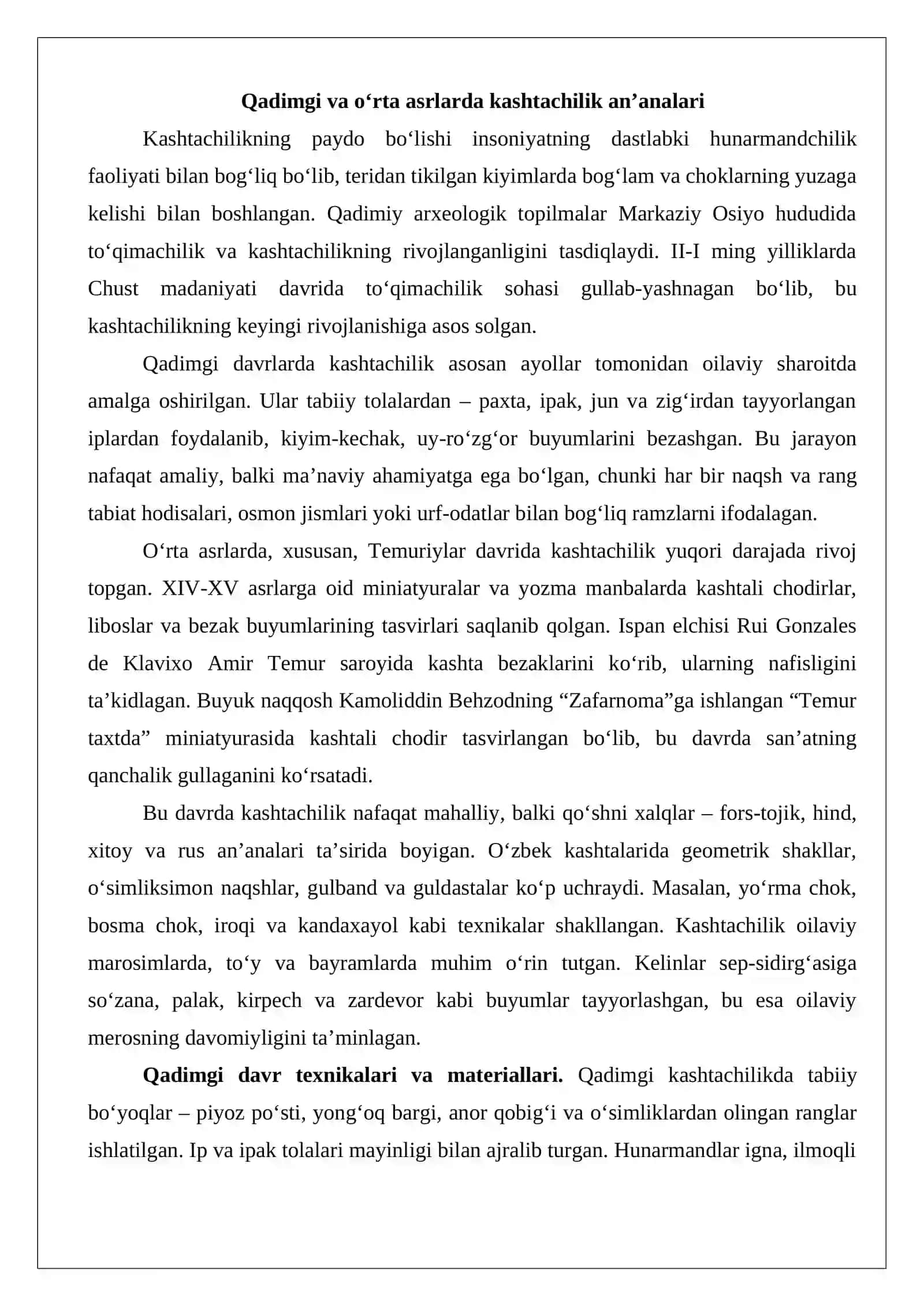 Mustaqillik yillarida kashtachilik san’ati tarixi 3