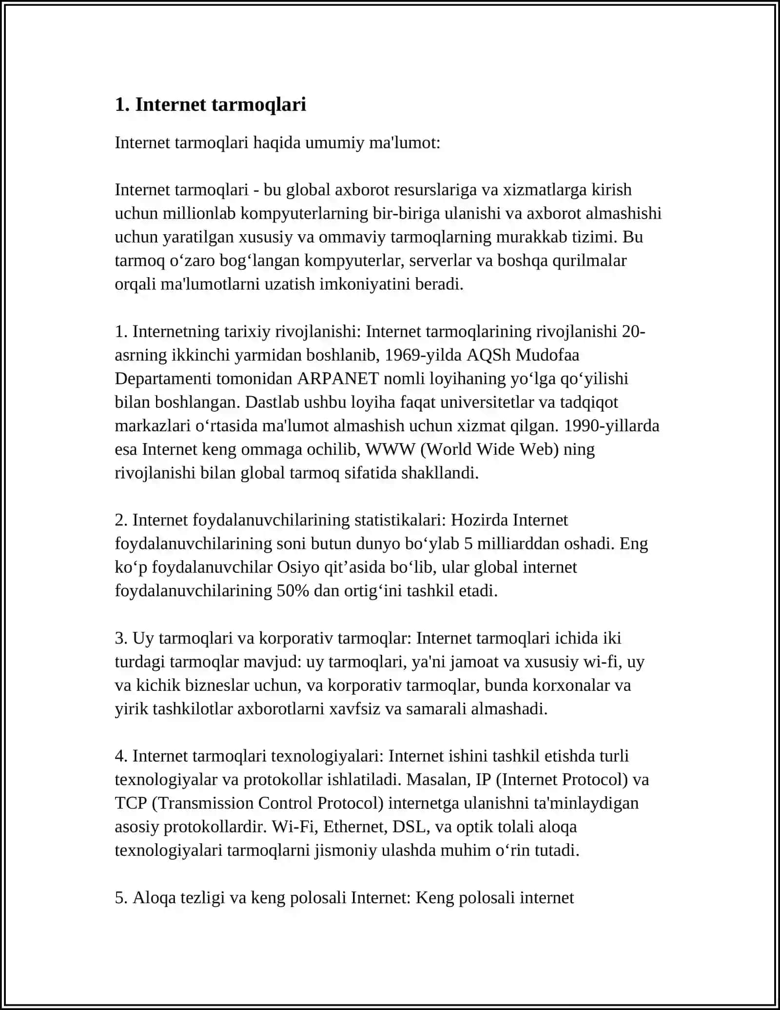 INTERNET TEXNOLOGIYALARI 3