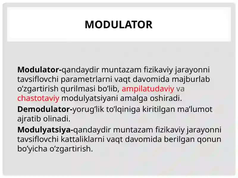 LAZER NURI MODULATSIYASI 3