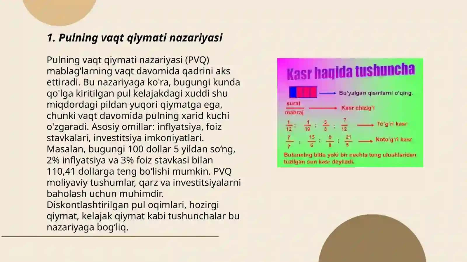 Pulning vaqt qiymati nazariyasi 3