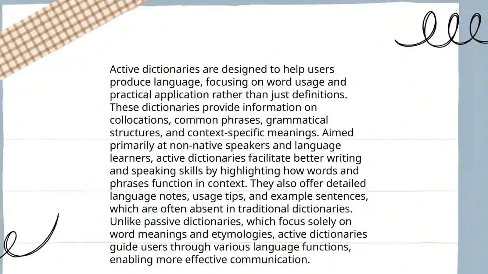 Analysis of Active, Passive, Normative and Descriptive dictionaries 3