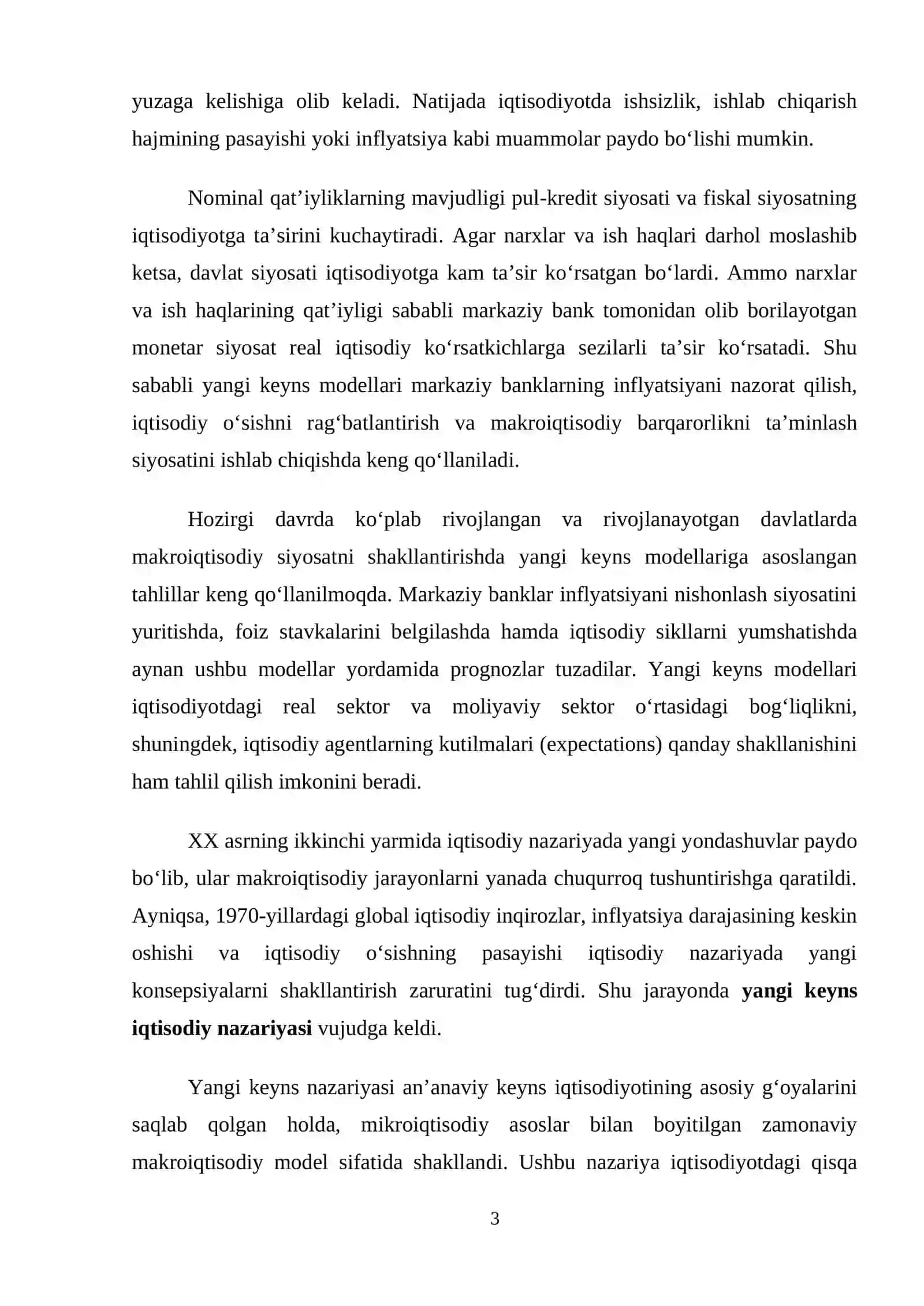 Yangi Keyns Modellari va Nominal Qattiqliklarning Dinamik Ta'siri 3