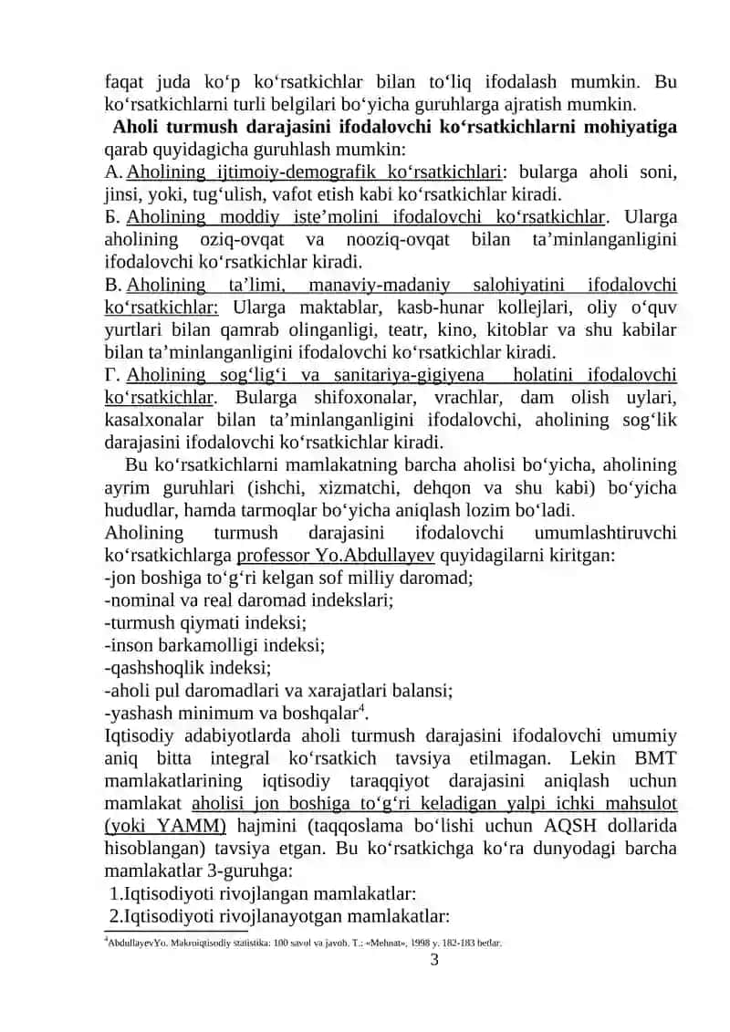 AHOLI TURMUSH DARAJASI STATISTIKASI 3
