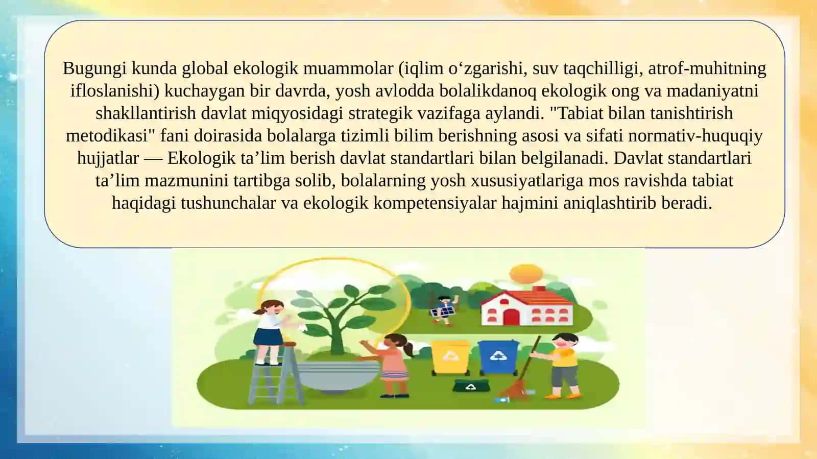 Ekologik ta’lim berish davlat standartlari SLAYD 3