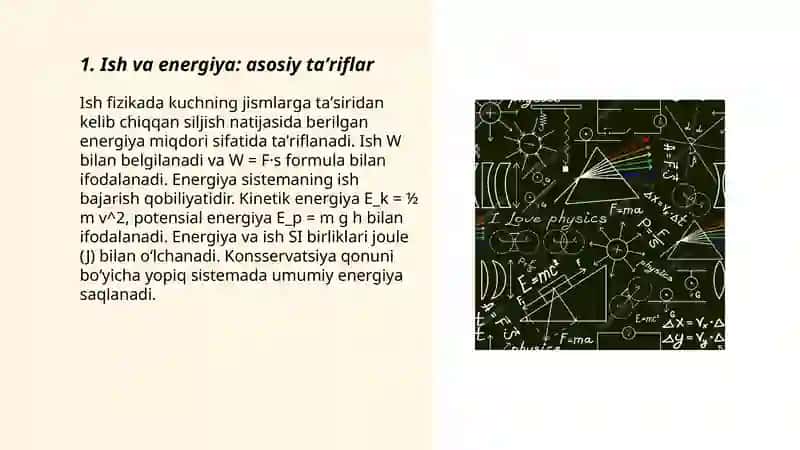 Energiya va ish orasidagi bogʻlanish 3