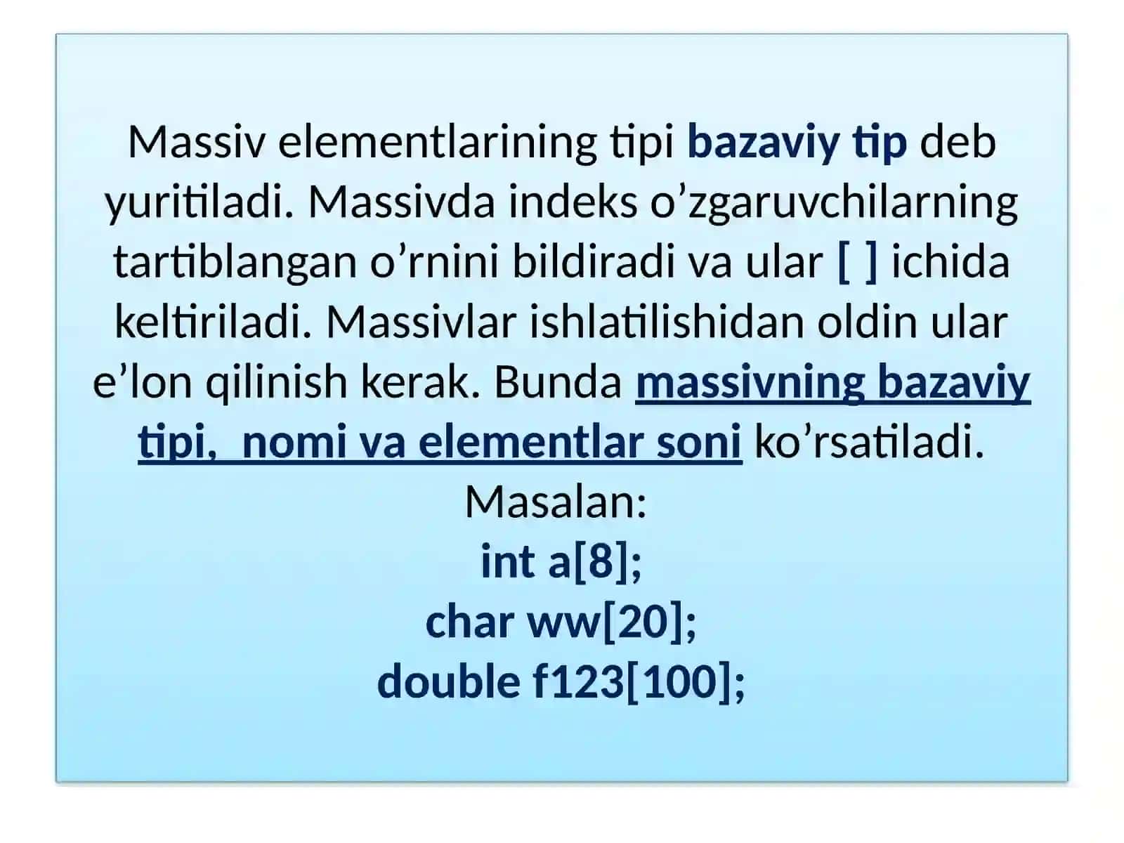 С/С++tilida massivlar bilan ishlash 3