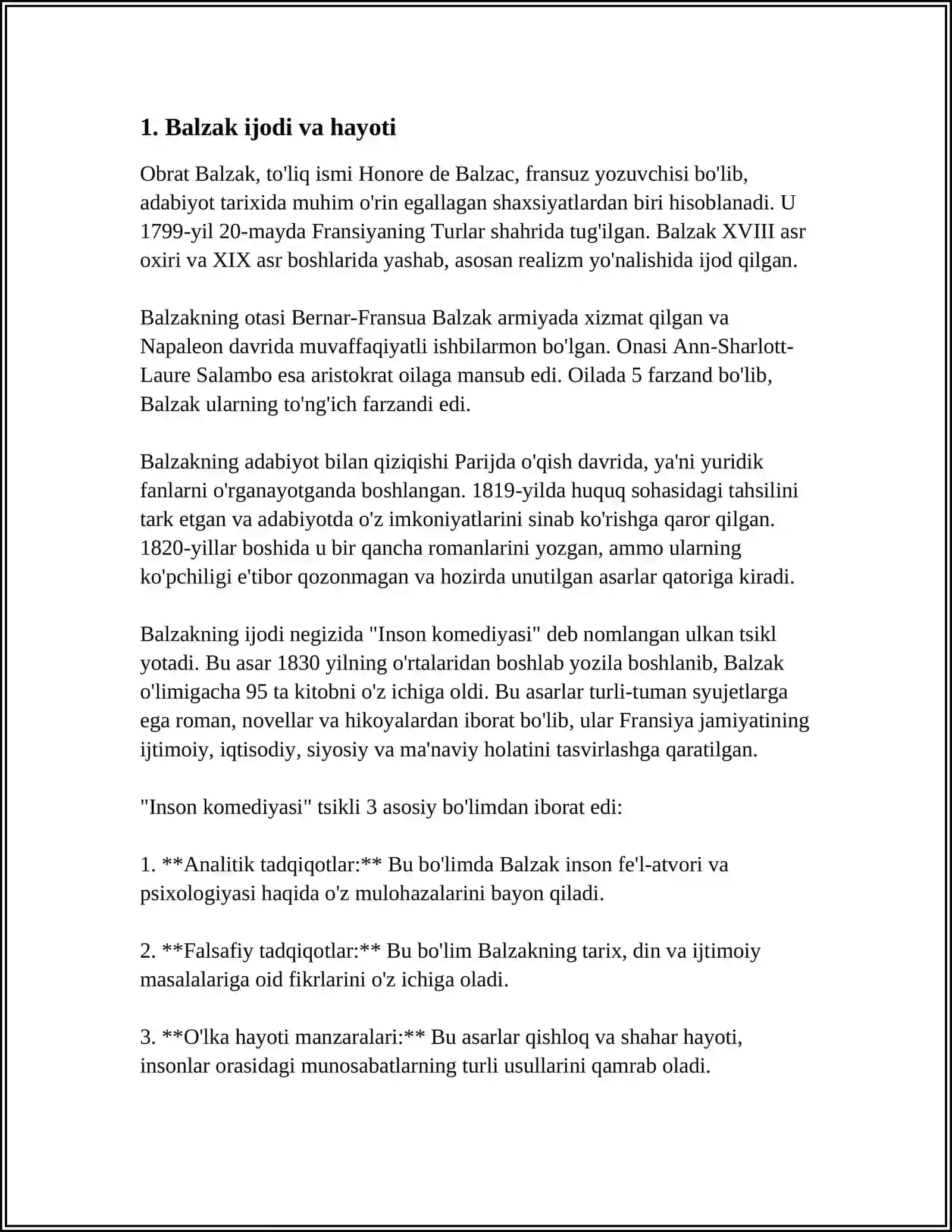 BALZAK VA UNING "GOPSEK" ROMONI 3