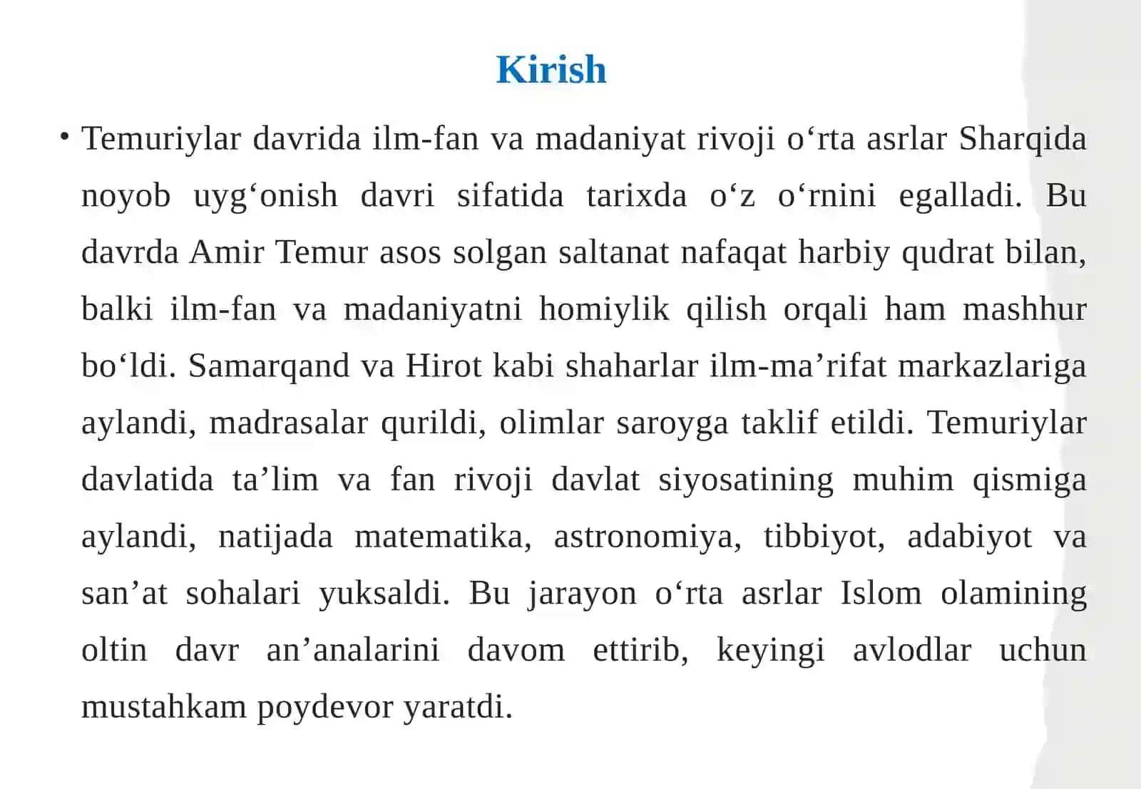 Jamiyat hayotida “Ulug‘bek akademiyasi”ning tutgan o‘rni 3