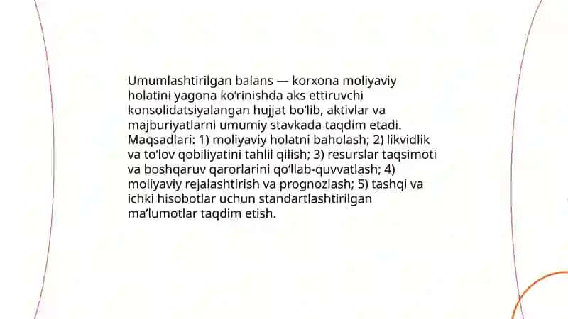 Umumlashtirilgan balans tuzish tartibi tahlili 3