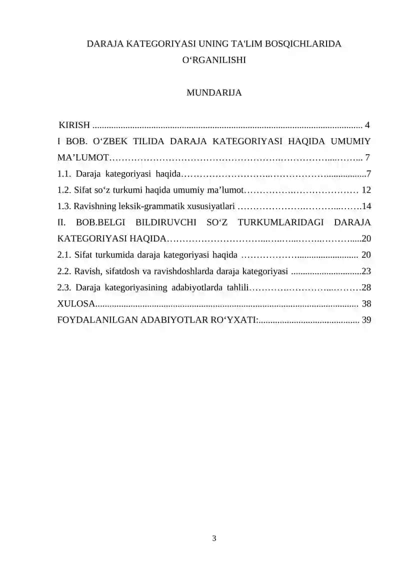 O‘zbek Tili va Adabiyoti Kafedrasi Kurs Ishi 3