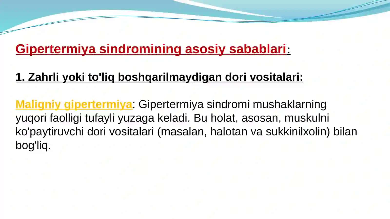 Gipertermiya sindromi va uni davolashda ishlatiladigan dori vositalari 3