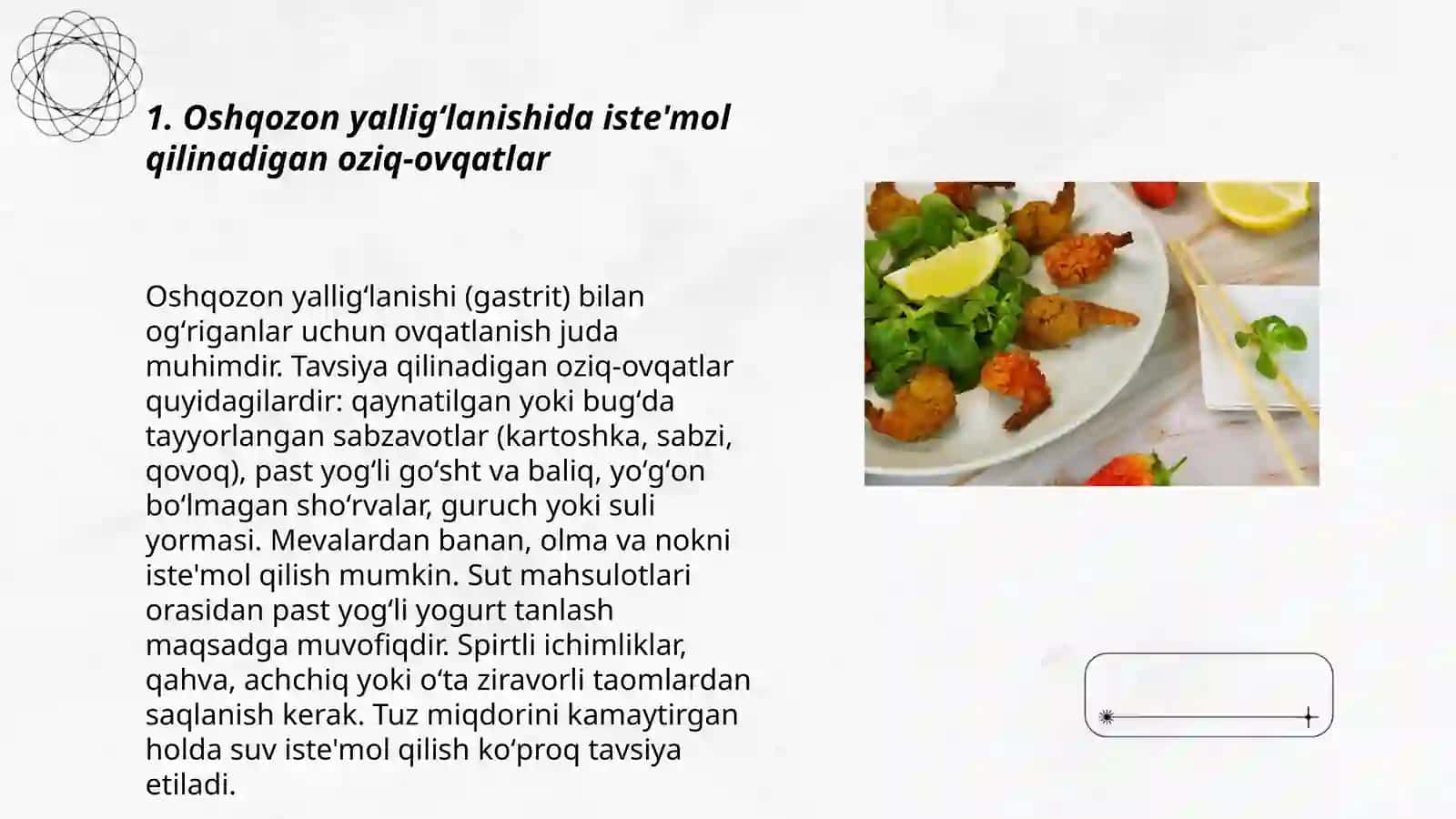 Oshqozon yalligʻlanishida parhez stollari 3