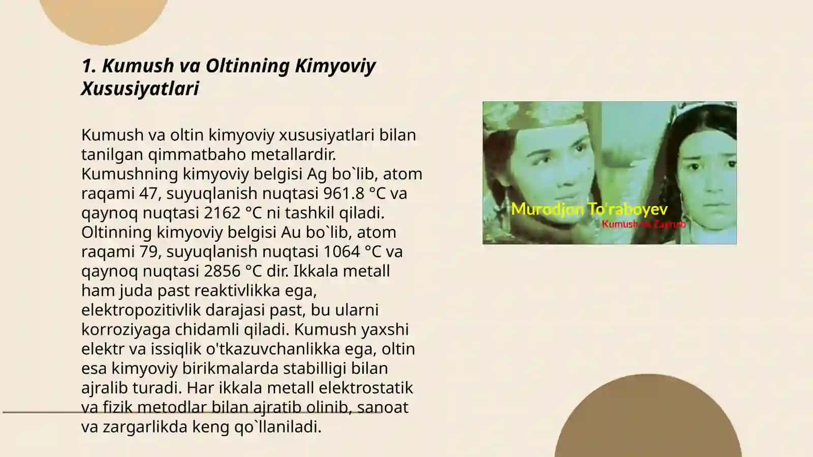 Kumush va Oltinning Kimyoviy Xususiyatlari 3