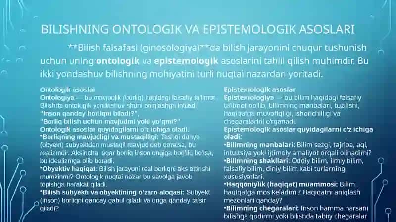 Bilish falsafasi (ginosologiya) 3