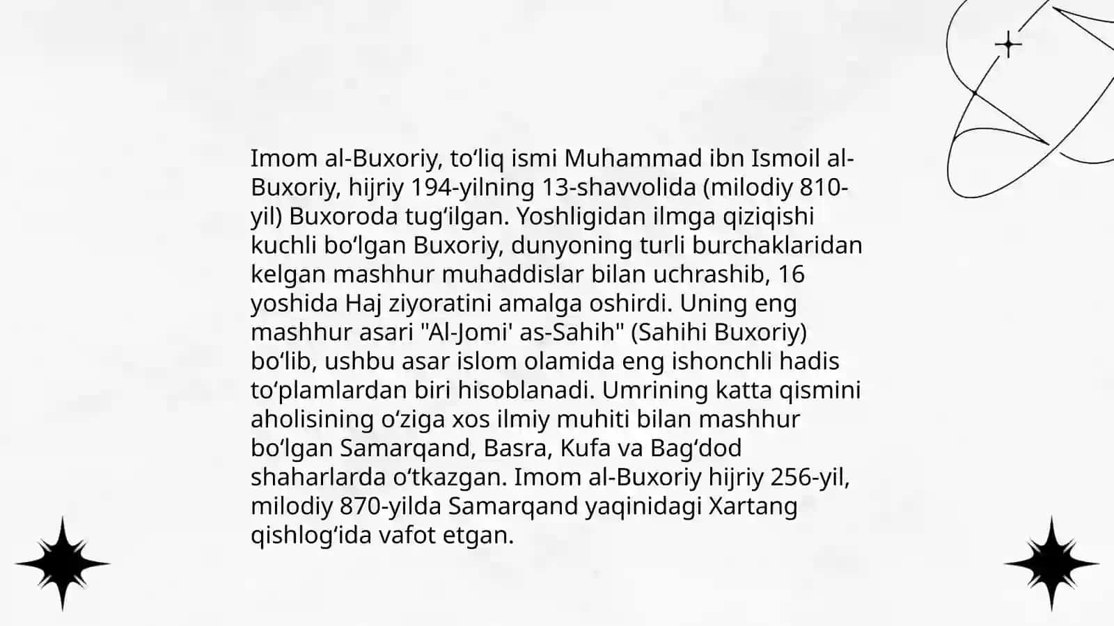 Imom al Buxoriy hayoti va ijodi 3