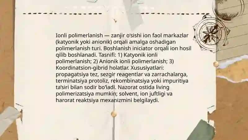 Ionli polimerlanish mexanizmi 3