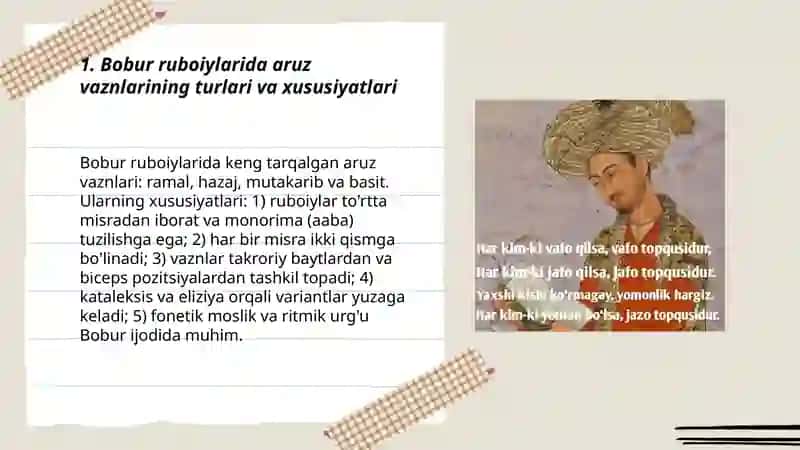 Ruboiy vaznlari tahlili (Bobur ruboiylari misolida) 3